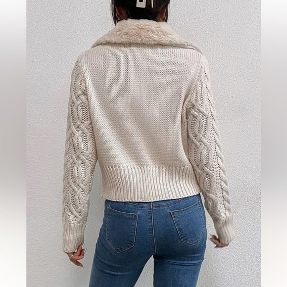 Cable Knit Teddy Collar Jacket - Picture 5 of 6